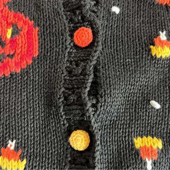 Vintage Halloween Sweater Vest Black Orange Pumpkins - Picture 7 of 13